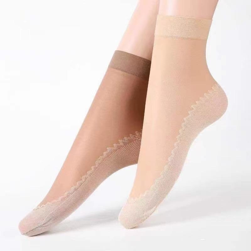Translucent Ultra-Thin Nylon Short Socks Women's Anti-Slip Bottom Ankle Socks Summer Breathable Lightweight Socks Sets