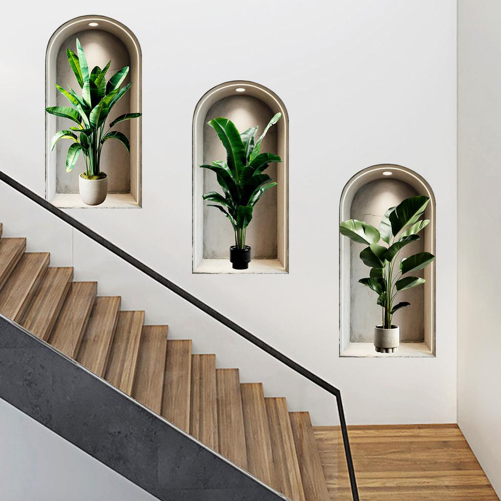 Набор из 3 шт. Наклейки на стену с растениями и цветами Сделай сам Наклейки из стекла в виде короны для декора гостиной, спальни, свадьбы Самоклеящиеся наклейки на холодильник