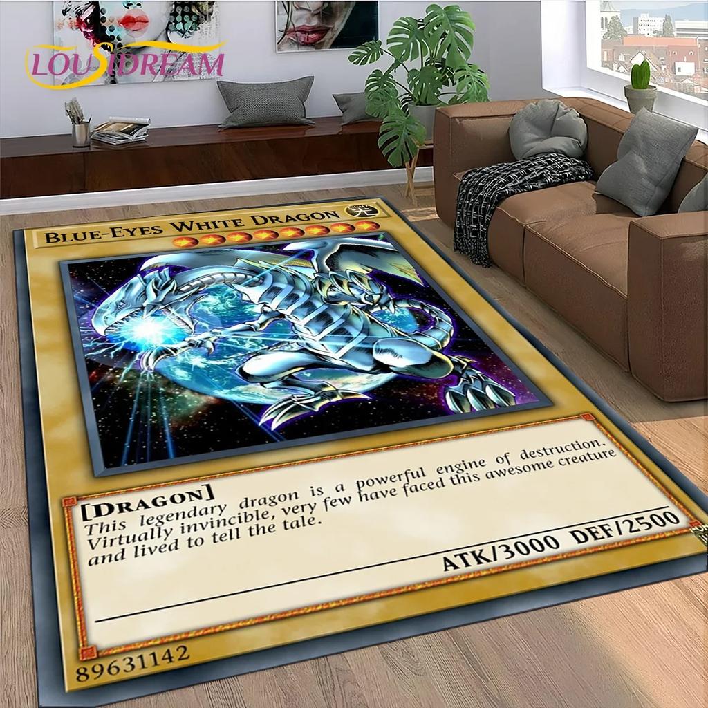2025 New Yu-Gi-Oh Blue Eyes Dragon Monster Gold Card Cartoon Game Carpet Rug for Bedroom Living Room Home Sofa,Decor Floor Mat