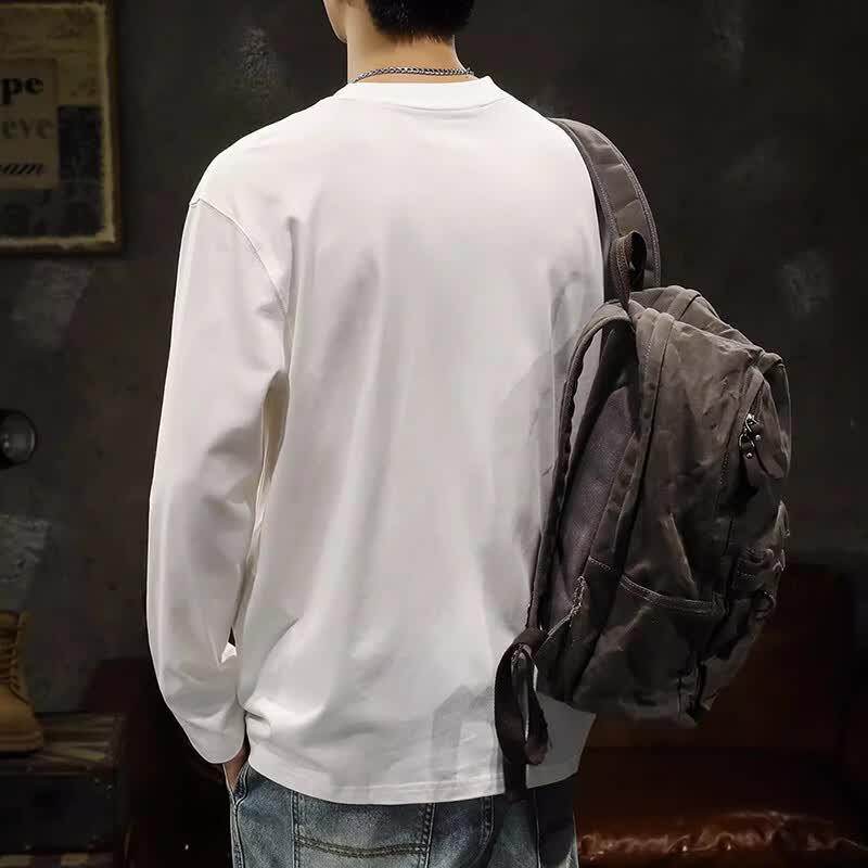 PLAYBOY Men's Letter Print 100% Cotton Long Sleeve T-Shirt