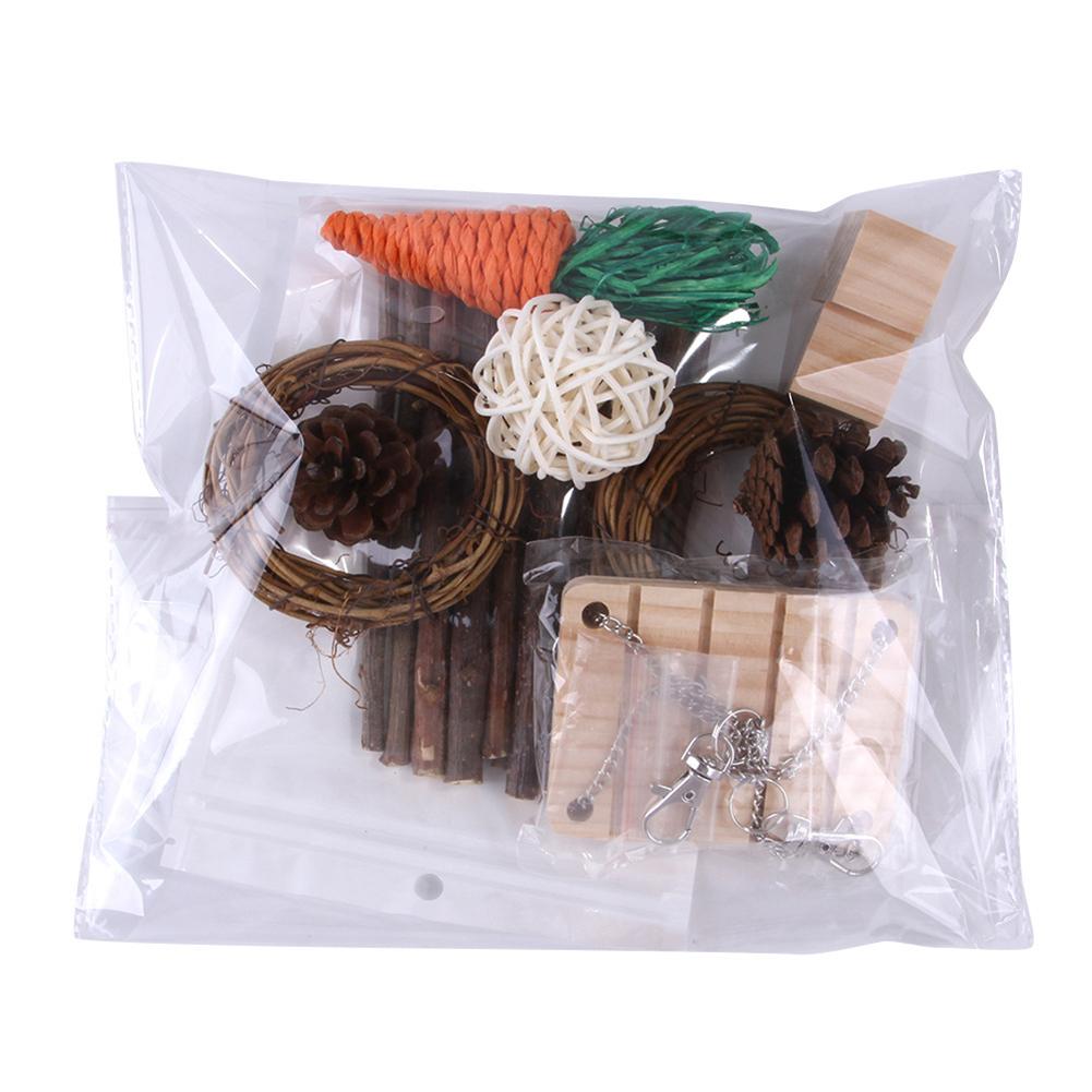 Wooden Hamster  Toy  Grass  Ball  Set Bite-resistant Molar Cleaning Tooth Toys Interactive Games Props Pet Supplies For Rabbit Guinea Pig