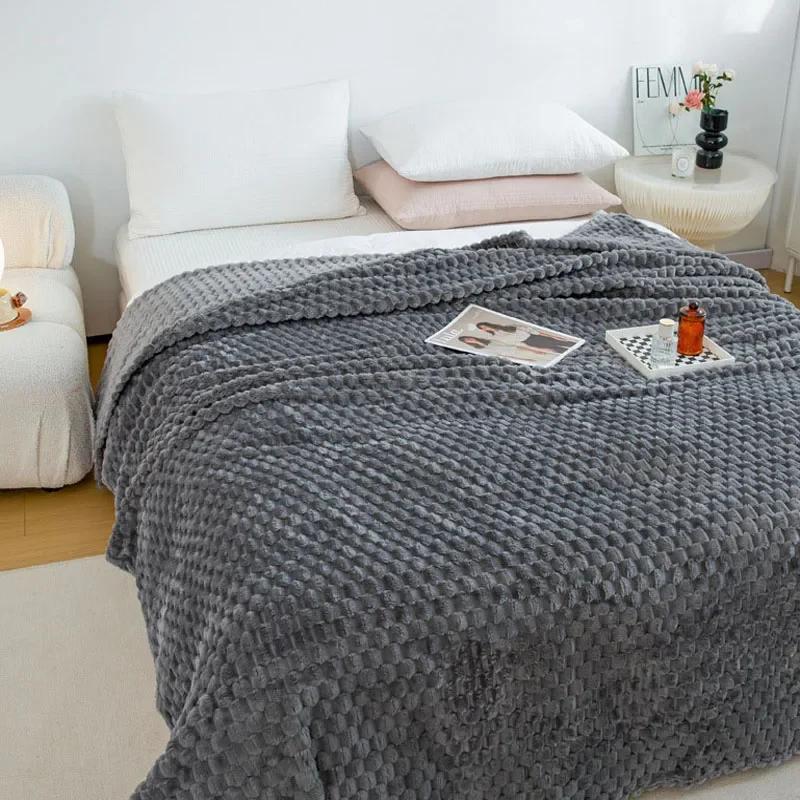 Теплое одеяло для кровати, утолщенное молочное бархатное одеяло для дивана, покрывало для дивана, покрывало в клетку для односпальной кровати Twin Queen King, серое