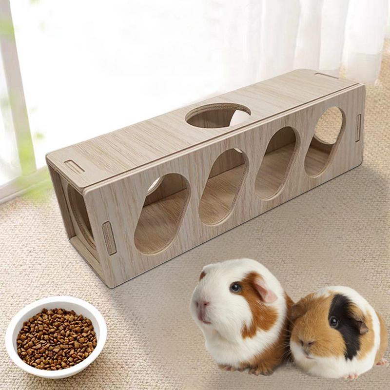 Hamster Toys Tunnel Escape Toy Hamster Wooden Hide House Multipurpose Safe Using Wooden Toys For Kittens Rabbits Weasels