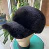 Luxury Cap Men Women Mink Fur Hat Unisex Genuine Real Fur Visor Snow Cap Russian Warm Winter Hats Outdoor 100% Real Fur Hat