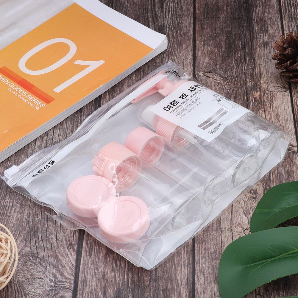 Набор из 7 шт. Портативные многоразовые пустые бутылочки-спреи для макияжа, контейнеры для лосьона и крема (розовый)