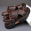 Мужские сандалии новая летняя дышащая повседневная пляжная обувь на толстой подошве нескользящая уличная одежда кожаные крутые тапочки двойного назначения