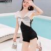 Swimsuit women's 1011 new ins hot spring small fragrant style sexy belly cover and thin one-piece conservative student girl swimsuit