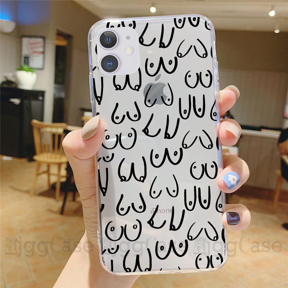 INS смешной Boobs Art эскиз Защитный мягкий чехол для телефона для iPhone 15 14 12 mini 11 13 Pro Xs Max X XR 7 8 Plus SE Силиконовый чехол