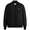 Minimalist Letter Print Casual Zip Baseball Collar Warm Cotton Jacket Men Jacket Black J324337BEH