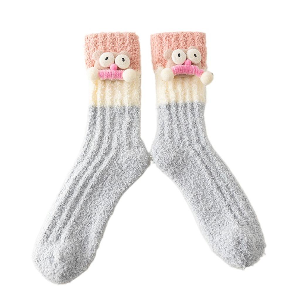 Non-Slip Cartoon Plush Socks Thicken Thermal Warm Socks Coral Fleece Socks Women Autumn Winter