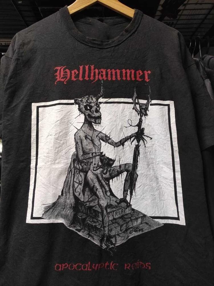 ГОРЯЧАЯ футболка Hellhammer Черная Хлопковая Все размеры S-5XL Унисекс Рубашка HS446 Унисекс Футболка