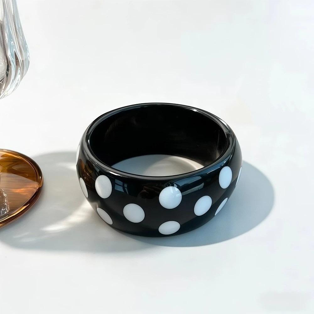 Hip Hop Resin Polka Dot Bangles Round Wide Candy Color Bracelets Fashion Jewelry  Unisex