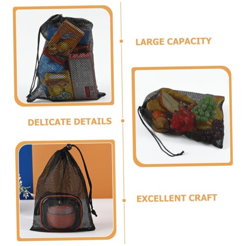 KOMBIUDA 10-Piece Mesh Drawstring Bag, Multi-Purpose Storage Bag for Sports and Laundry