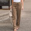 Women's Fashion Casual Solid Color Print High Waist Trousers Pants & Capris