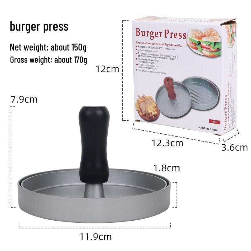 Aluminum & Wood Handle Hamburger Patty Press Mold
