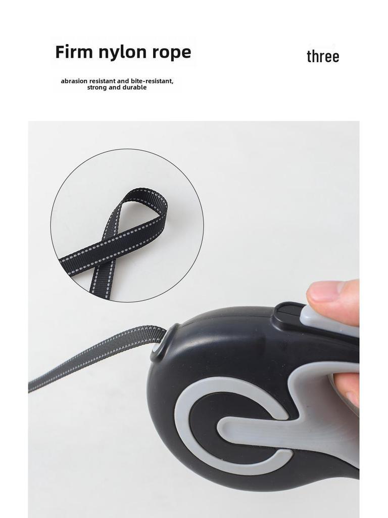 Светоотражающий выдвижной поводок для собак с резиновым покрытием для использования на открытом воздухе