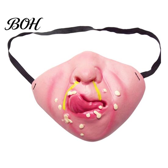 Realistic Pet Props Funny Dog Masque, PU Foam Scary Face Costume, Mouth Masque for Halloween with Elastic Band Dress Up, Holiday Party, Photo Cushion