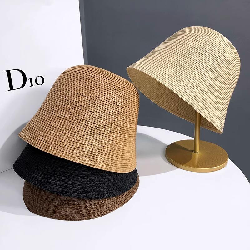 Straw breathable bucket hat Female Korean straw hat Versatile bucket hat Sunscreen sun hat Bell simple hat