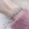 Fashion White Pink Heart Women Silver Bracelets Bangles for Girl Shinny Cut CZ Bridal Adjustable Bracelet Party Jewelry