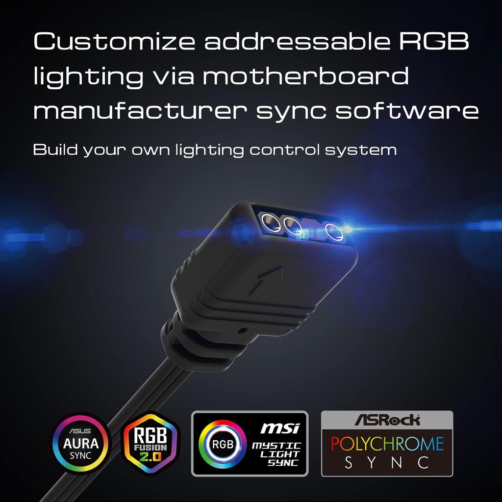 GAMDIAS 120mm ARGB Computer Case Fan 5 Pack Addressable RGB Case Fan Hub with Remote Control Supports Up to 8 Fans 2 Strips Motherboard Sync 56CFM