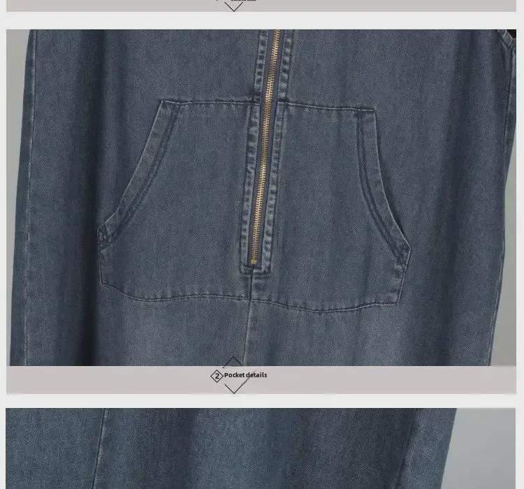 Корейское джинсовое платье большого размера с капюшоном и без рукавов — повседневное, утягивающее, антивозрастное