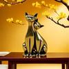 Согревающие Сердца Пара Влюбленных Котов Латунная Скульптура Сплавы Миниатюрное Украшение Домашний Декор Подарок для Пары или Любителя Котов