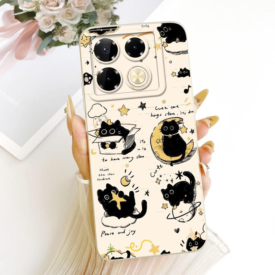 For Infinix Note 40 Pro 4G 5G / Note 40 Pro+ / Note40 X6853 Cute Cat Flower Cartoon Phone Case Soft Silicone Cover Bumpers