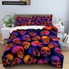3D Skull Bedding Set Halloween Bats Duvet Cover Skull Polyester Comforter Cover Set Double King Queen Kids Polyester Quilt Cover