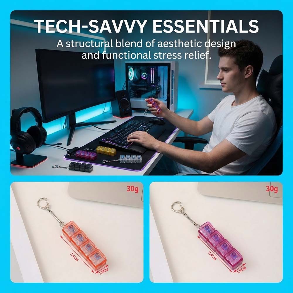 Funny Crystal Keycap Pendant Luminous Mechanical Keyboard Keychain Holiday Gift