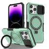 Armor Stand Holder Full Slide Cap Phone Case For IPhone 15 14 13 12 11 Pro Max Plus Magsafe Wireless Charge Magnetic Cover