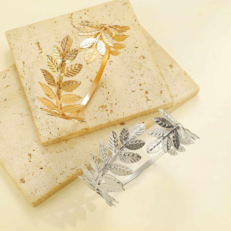 Leaf Bracelet European and American Bridal Leaf Greek Baroque Style Golden Leaf Olive Branch Bracelet Bangle