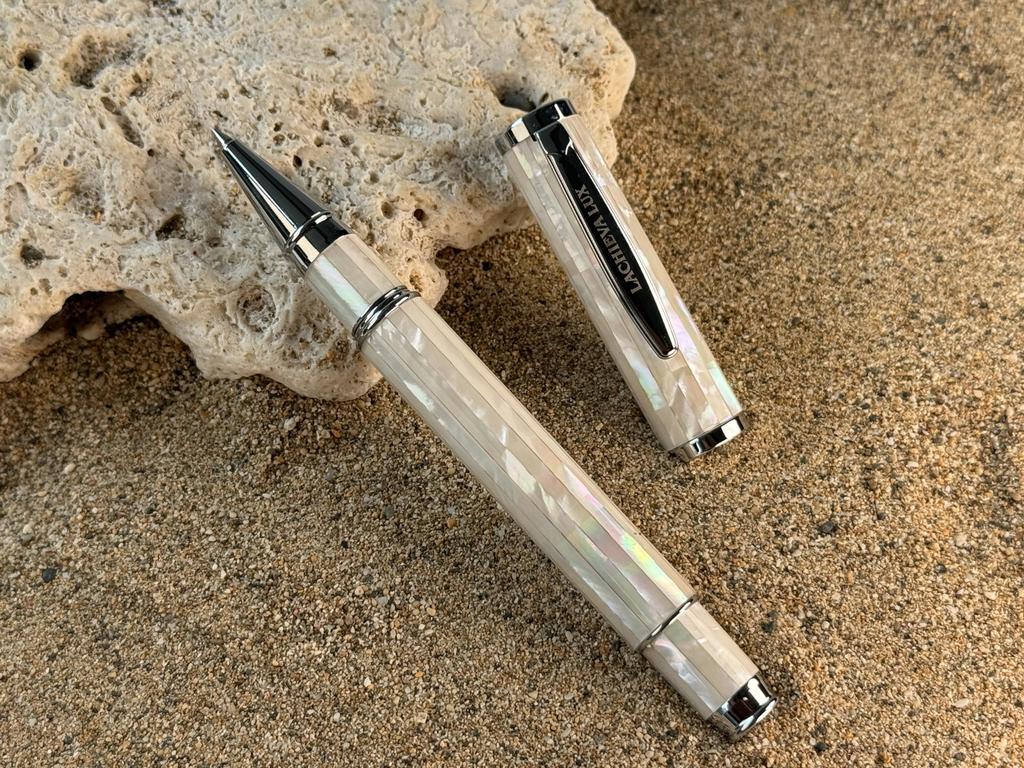 LACHIEVA LUX Natural Handmade Mother of Pearl Ink Luxury Rollerball Pen Gift from the Unisex - Sea,