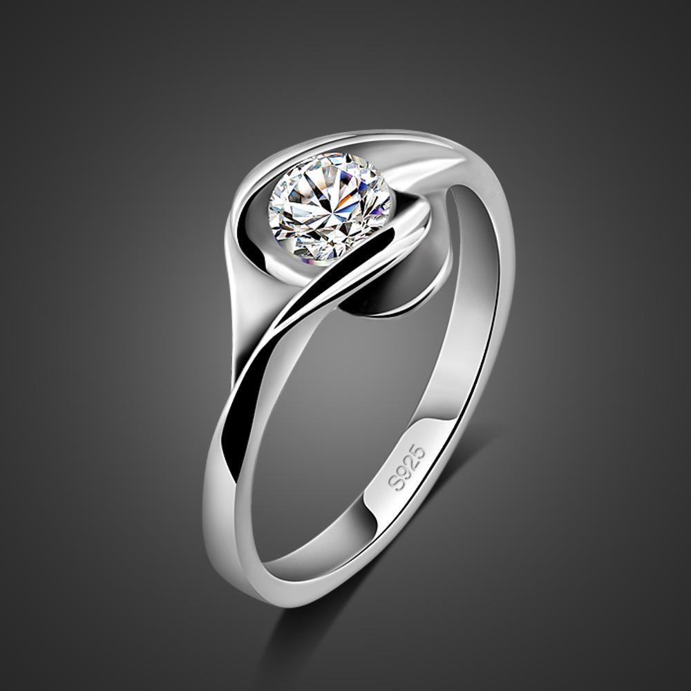 Wedding Ring, Thick Platinum Plated Women'S Cold Wind Inlaid 5A Zircon Single Ring Ring.