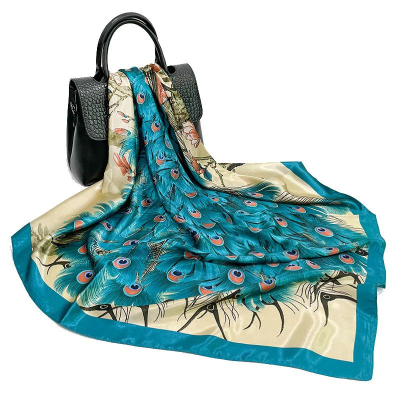 Высококачественные роскошные шелковые шарфы, повязка на голову, шарфы, шейный шарф для женщин, шелковый шарф с цепочкой, женская декоративная шаль