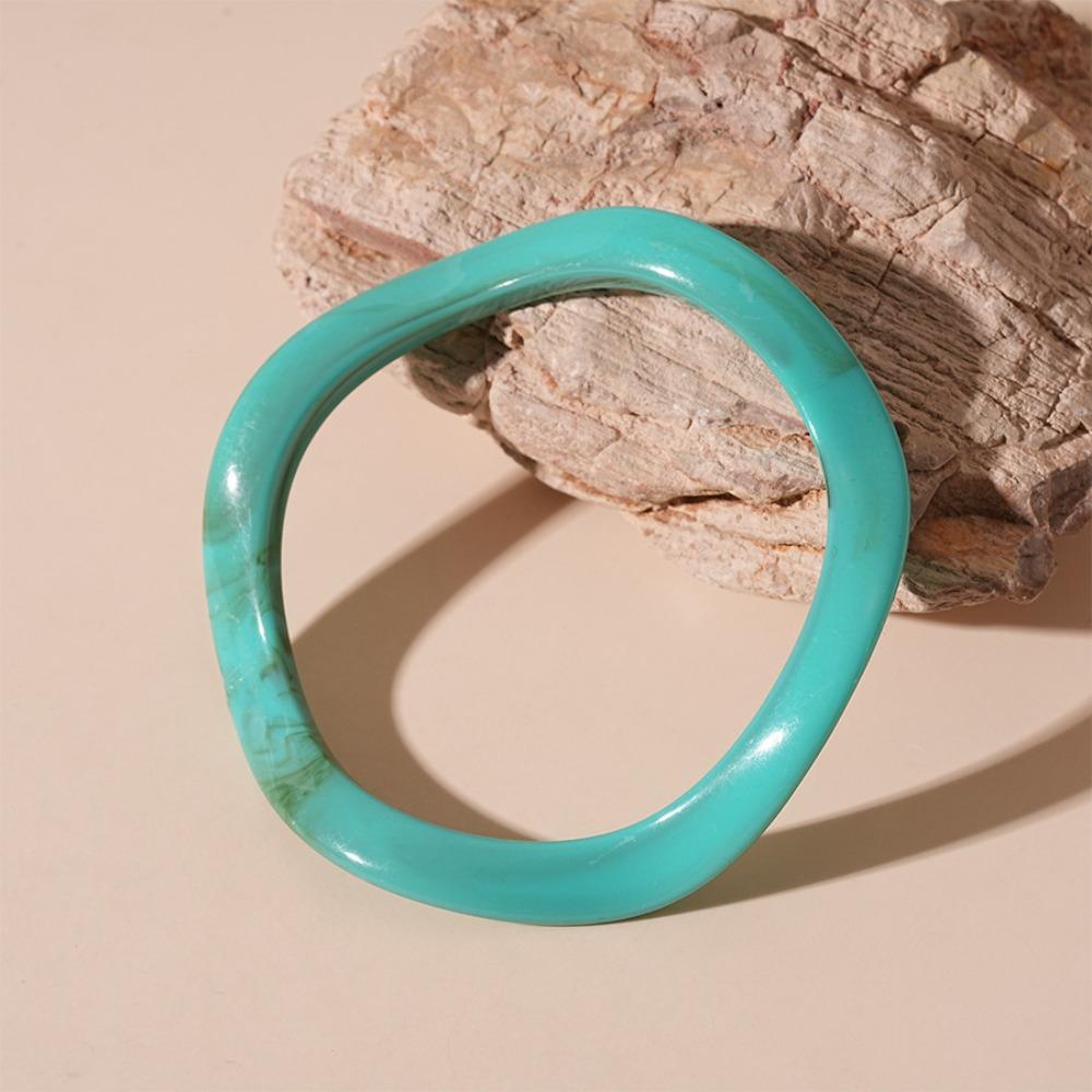 Hip Hop Acrylic Bangle Bohemian Retro Hand Ring Temperament Irregular Wide Bracelet  Women