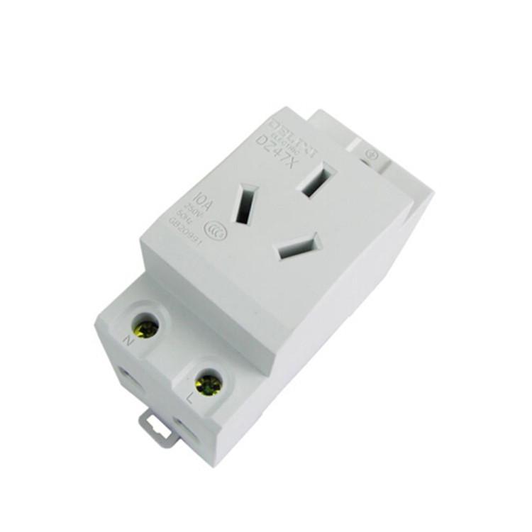 Модульная розетка Delixi Electric серии DZ47X, 10A, трехполюсная, для DIN-рейки, в корпусе