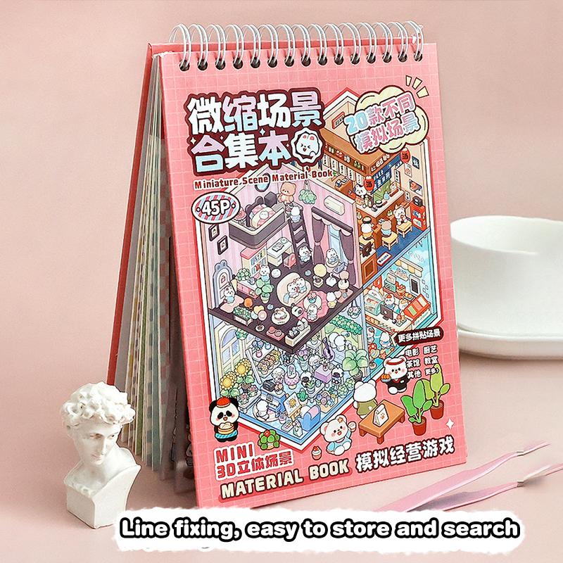 20 Sets 3D Sticker Scene With Material Book,Diy 3D House Stickers Set For Adults Room Stickeer Book For Adults Kids