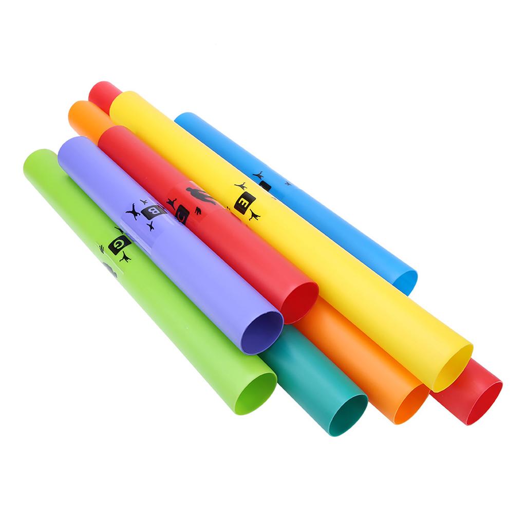8pcs Orff Percussion Instrument Plastic Sound Tube Color Octave Tube Kit Kids Musical Toy