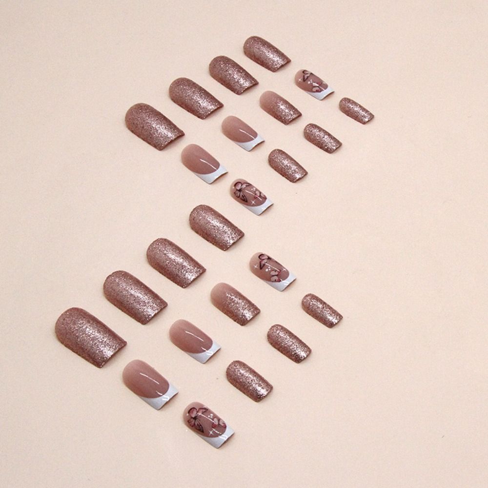 Полное покрытие, французские накладные ногти, носимые маникюрные типсы, съемный пресс на ногтях для девочек