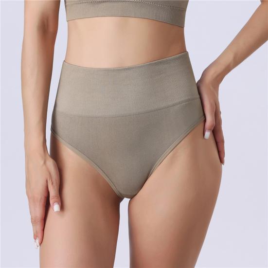 Women Underpants High Waist Solid Color Slimming Thread Butt-lifted Good Breathability Elastic Quick-drying Sport Casual Briefs Female Panties