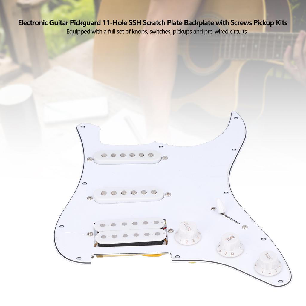 Electronic Guitar Pickguard 11‑Hole SSH Scratch Plate Backplate with Screws Pickup Kits