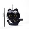 Портативный плюшевый кулон в виде маленькой черной кошки, плюшевые игрушки, рок-ошейник, гитара, плюшевая игрушка, новая кукла-кошка в стиле панк