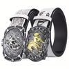 American Western Denim Vintage Carved Buckle Belt Men And Women Animal Pattern Belt Men'S Personality Ethnic Style