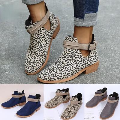 Женские ботильоны, винтажная кожаная обувь на квадратном каблуке, женские осенние повседневные короткие ботинки с пряжкой и ремешком, круглый носок, большие размеры 35-43