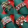 Christmas Bracelet Set Holiday Ornaments Snowman Santa Bracelet