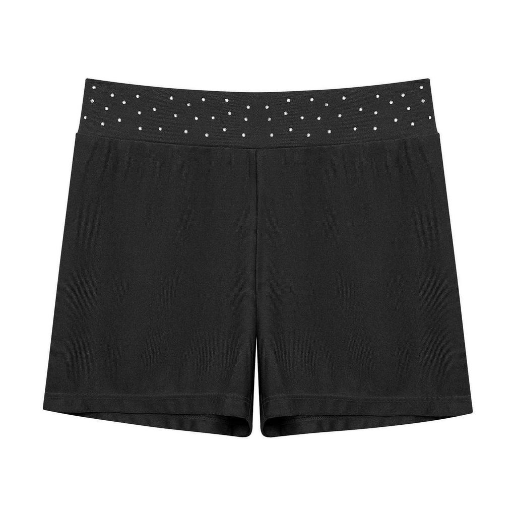 Шорты для девочек со стразами на поясе, эластичные, для фигурного катания, гимнастики и танцев