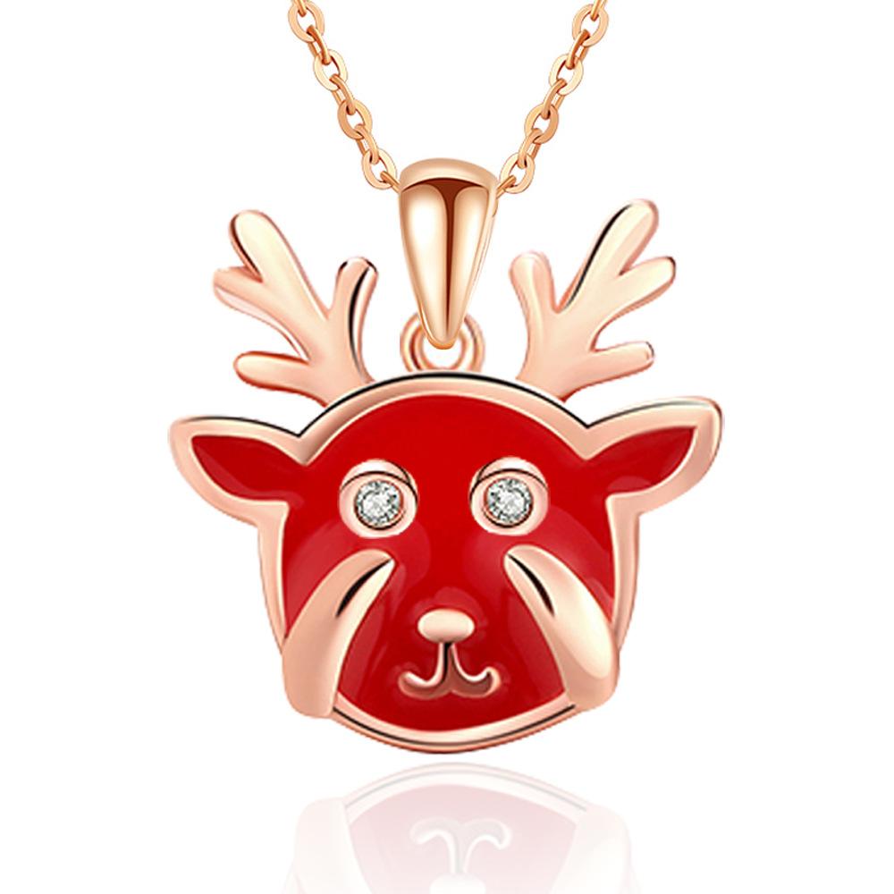 Ожерелье с подвеской в виде маленького красного рога оленя, с подвеской из розового золота, для женщин.