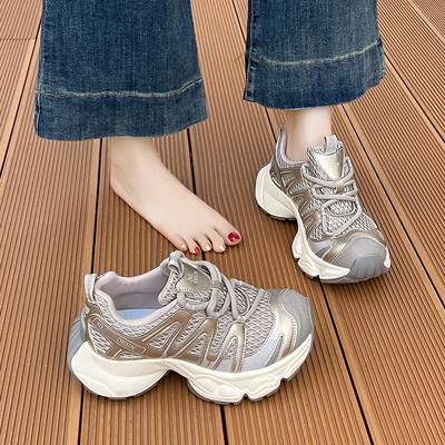 2025 лето новые папины кроссовки женские платформа дышащая сетка модные легкие ремешки спортивная и повседневная обувь