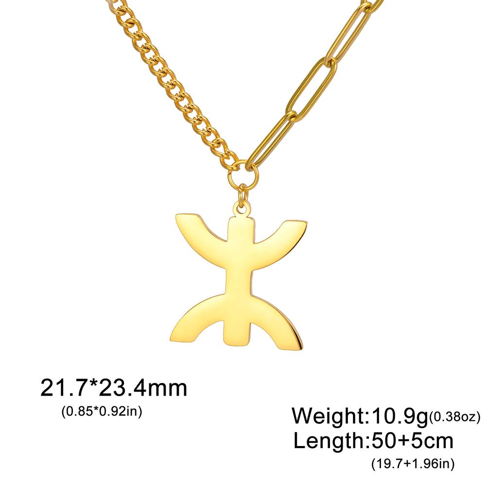 Dawapara African Berbers Symbol Necklace Amazigh Letter Yaz Ethnic Necklace Tribe Amulet Stainless Steel Religious Jewelry