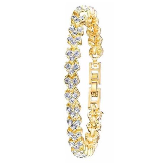 2Pcs/Set Women Quart Watch Shiny Rhinestones Circular Dial High Precision Movement Wristwatch with Bracelet